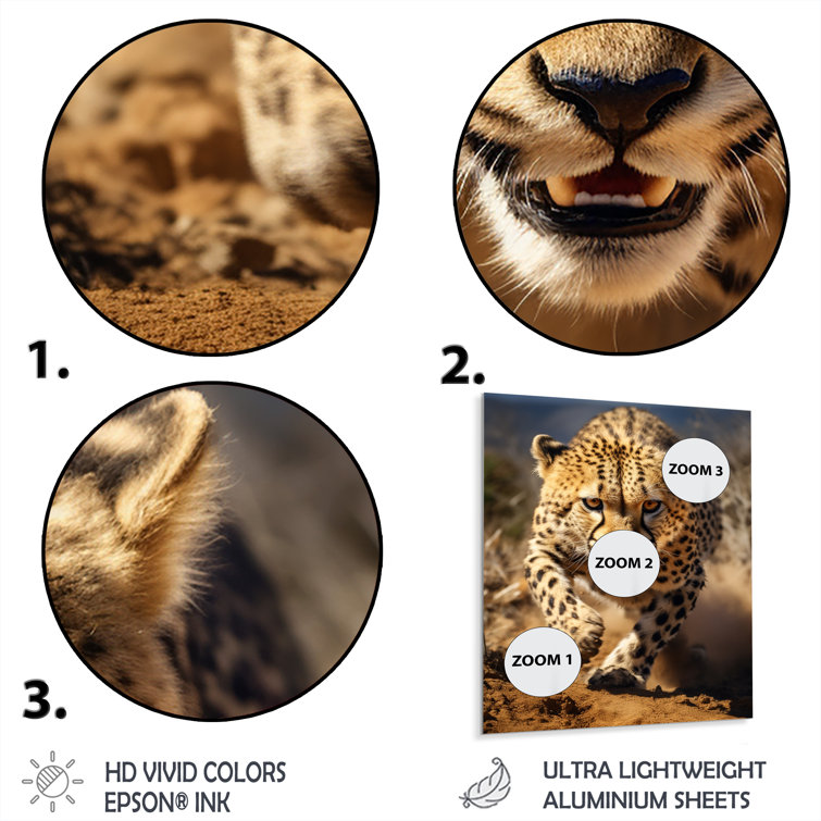 Ebern Designs " Dangerous Cheetah Portrait " on Metal | Wayfair
